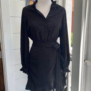 Black Cheetah Wrap Dress